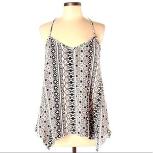 Hollister L black printed sleeveless open back top